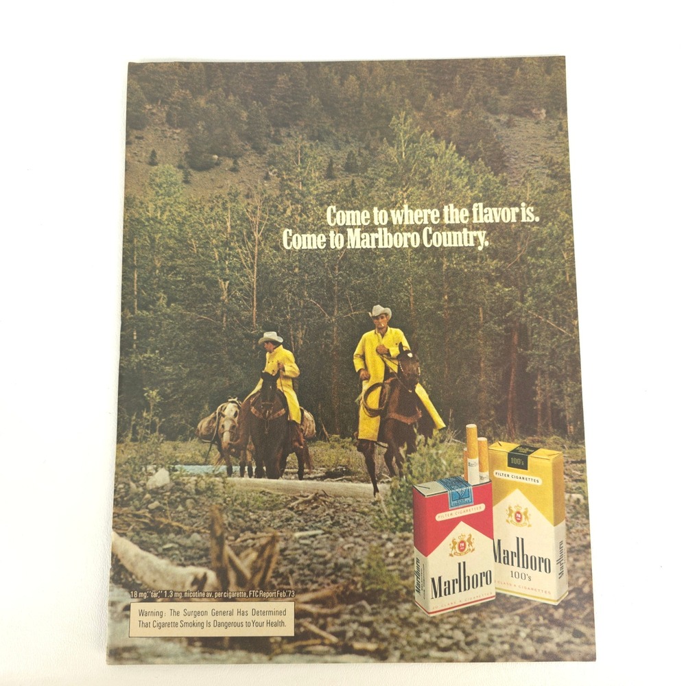 Marlboro Cowboy Horse Print Ad Vintage Western Cigarette Old West Ranch Wall Art
